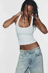 TRF BAGGY MID-RISE DISTRESSED JEANS WITH BELT