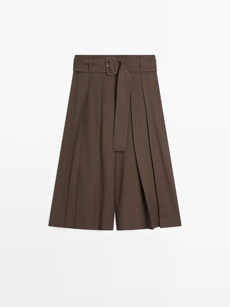 Pleated midi skort