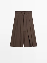 Pleated midi skort
