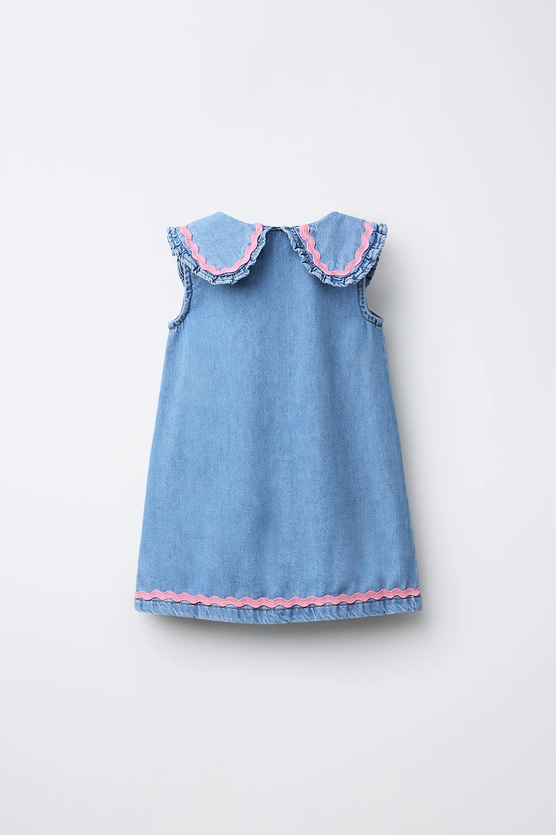 RUFFLE DENIM DRESS