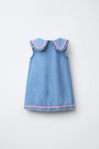 RUFFLE DENIM DRESS