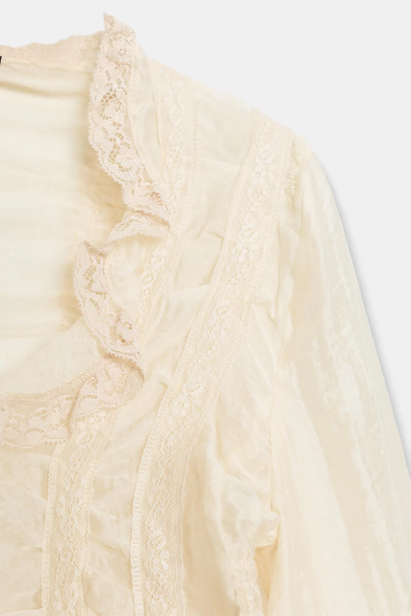 ASYMMETRICAL FLOWY LACE SHIRT