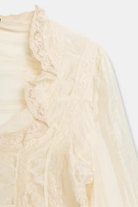 ASYMMETRICAL FLOWY LACE SHIRT