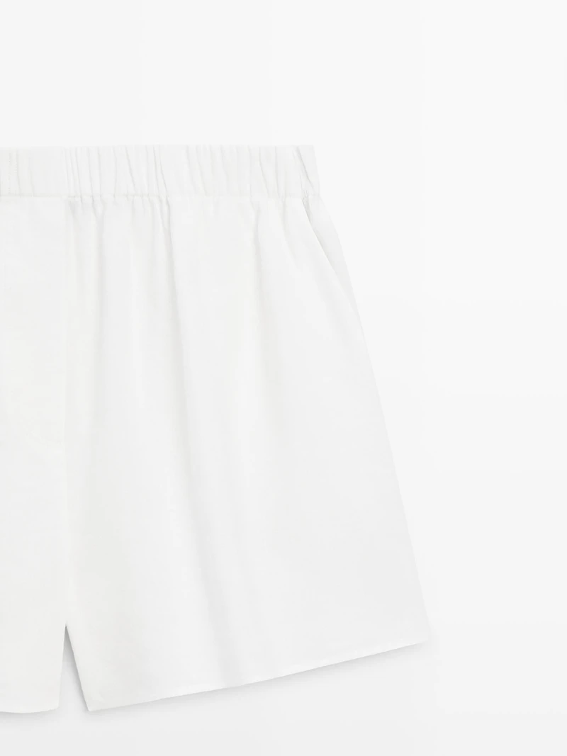Linen blend total look short Bermuda shorts
