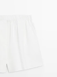 Linen blend total look short Bermuda shorts