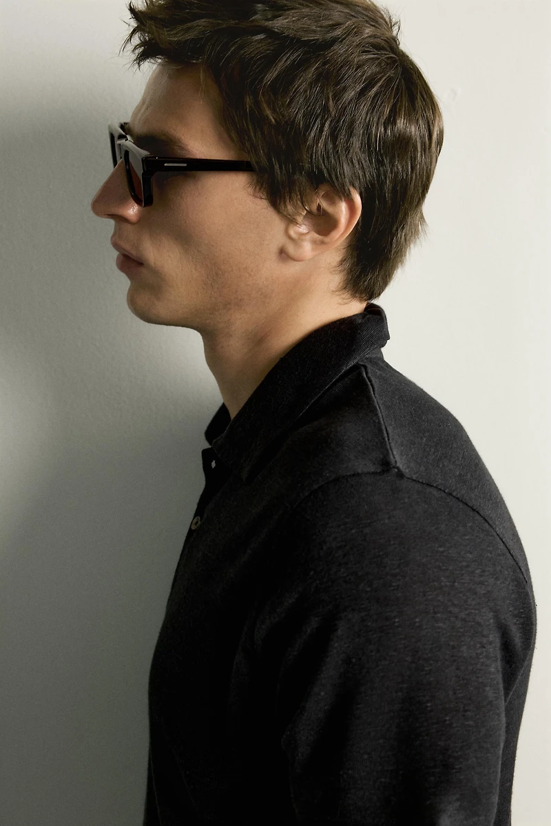 HEMP-VISCOSE REGULAR FIT POLO SHIRT