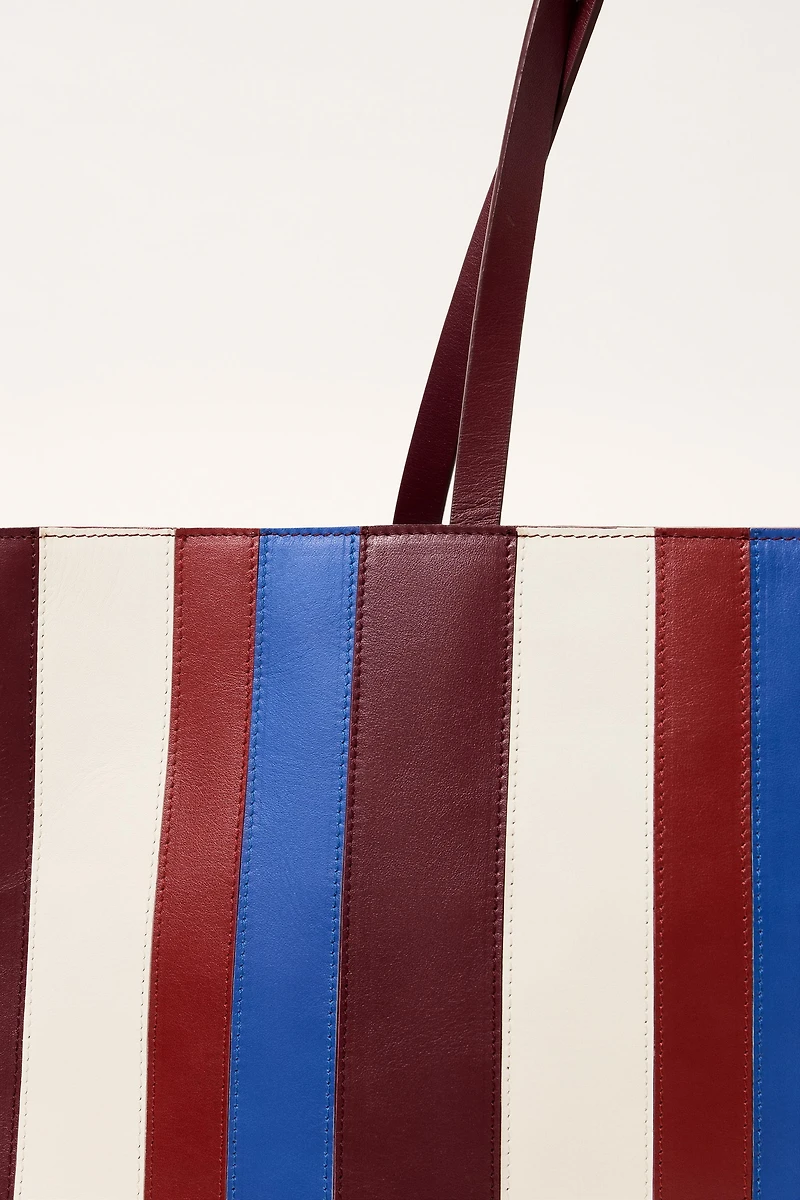 LIMITED EDITION STRIPED LEATHER MAXI SHOPPER