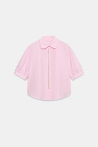 SHORT SLEEVE SHIRT WITH PEARLS