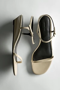 Strappy leather mid-wedge sandals