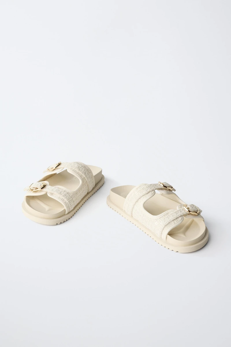 RAFFIA EFFECT BUCKLE SANDALS