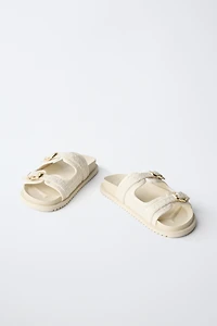 RAFFIA EFFECT BUCKLE SANDALS