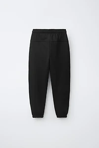 SOLID FLEECE JOGGERS WITH LABEL
