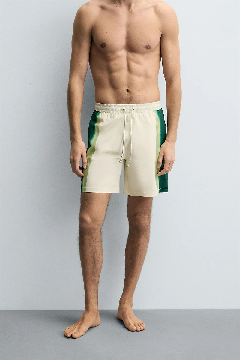 LONG STRIPED PRINT SWIMSUIT