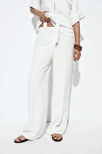 WIDE LEG ELASTIC WAIST PANTS