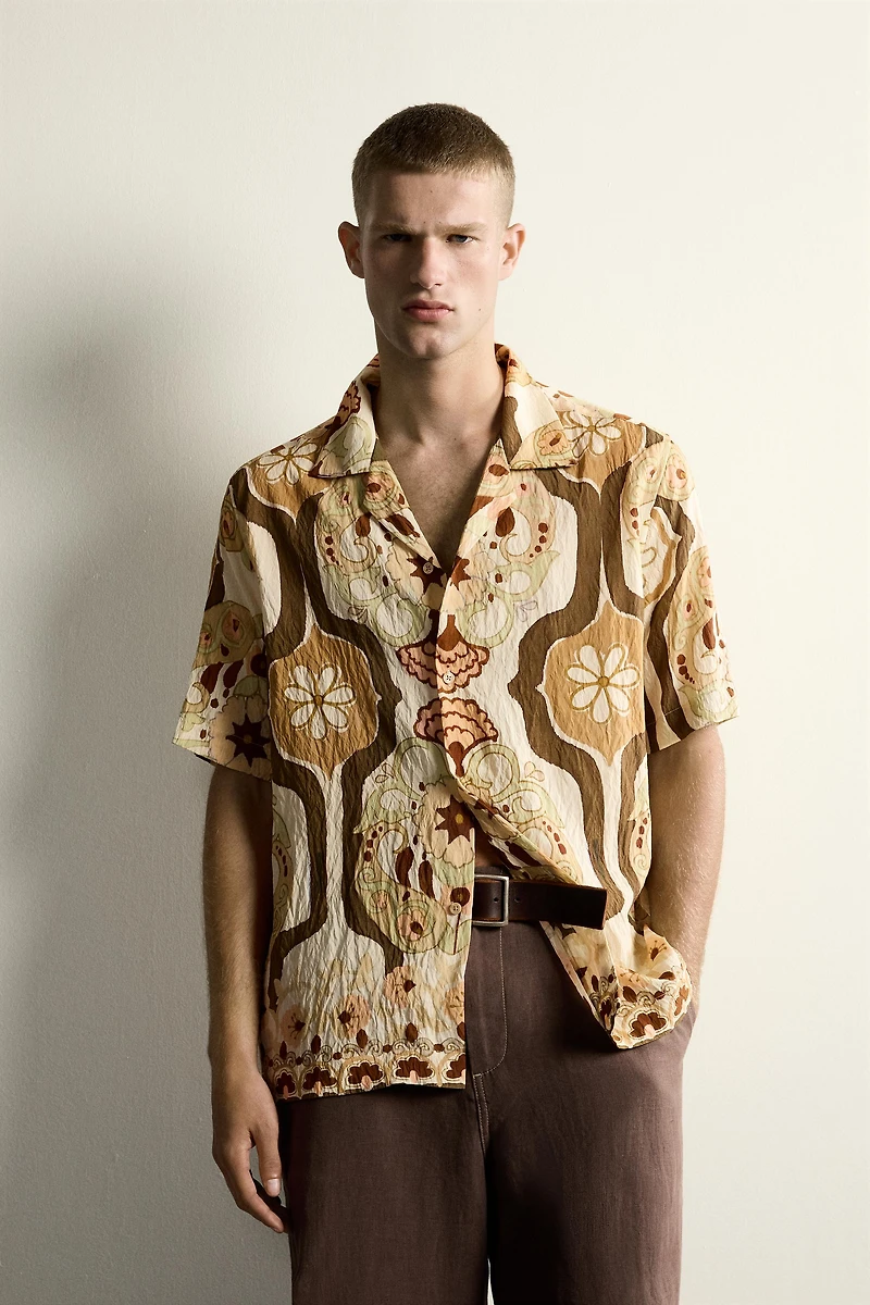 ABSTRACT PRINT FLOWY SHIRT