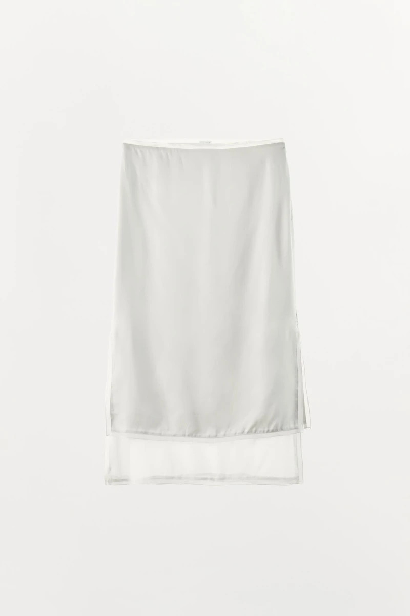 COMBINED SATIN MIDI SKIRT