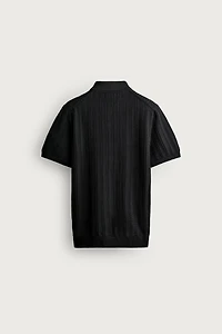 OPEN-KNIT TEXTURED POLO