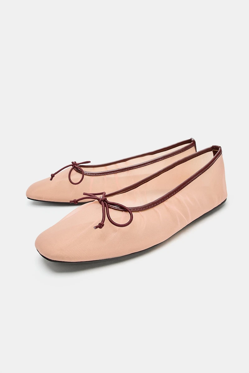 MESH BOW BALLET FLATS