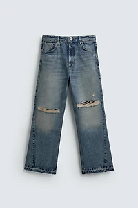 FLARE FIT RIPPED JEANS