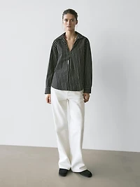 Striped cotton blend shirt