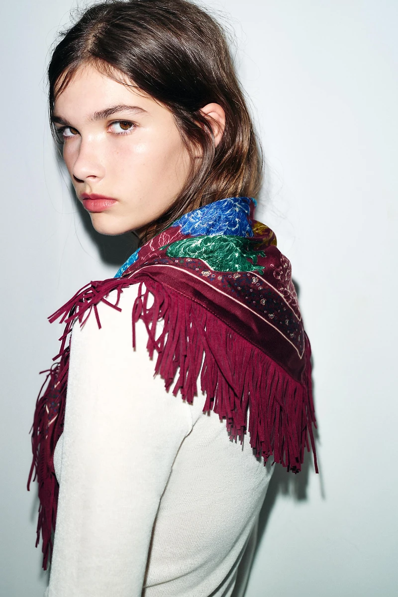 PRINTED SCARF WITH SILK