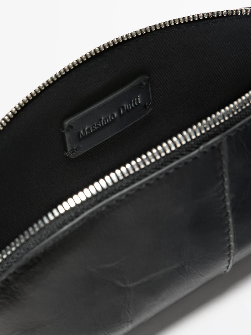 Nappa leather pencil case