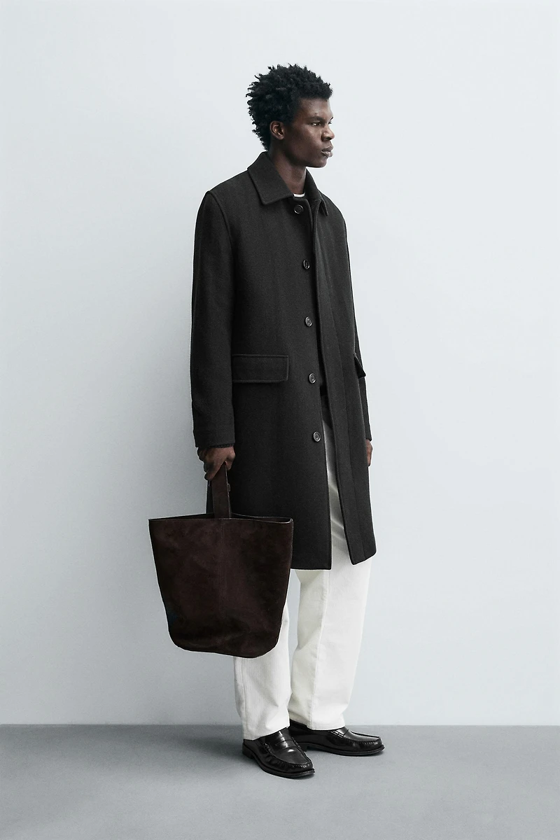 100% WOOL HERRINGBONE COAT