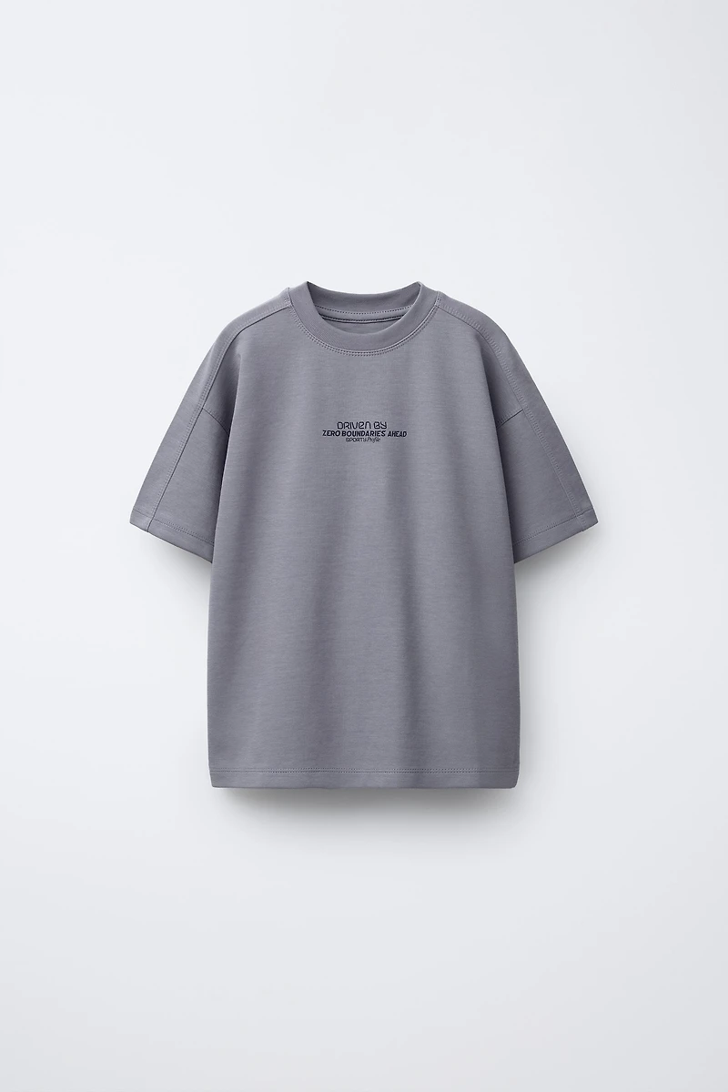 TEXT INTERLOCK T-SHIRT AND BERMUDA SET