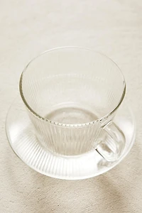 BOROSILICATE GLASS TEACUP AND SAUCER