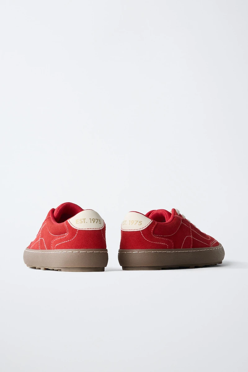 CONTRAST LEATHER SNEAKERS