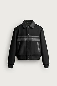 CONTRAST FAUX LEATHER CROPPED JACKET