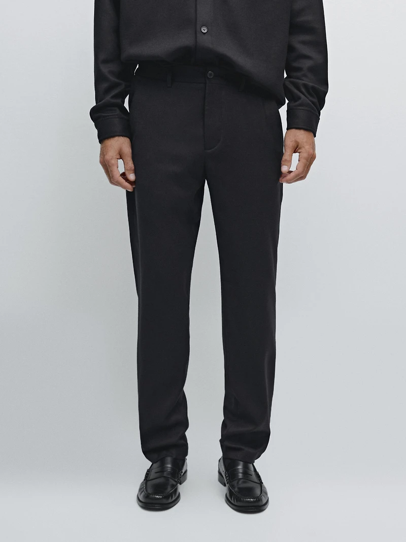 Pantalon en flanelle 100 % laine élastiqué sur le côté