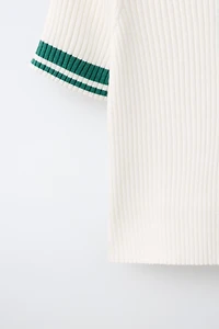 CONTRAST ZIP RIBBED POLO