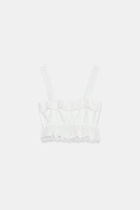 EMBROIDERED EYELET CROP TOP