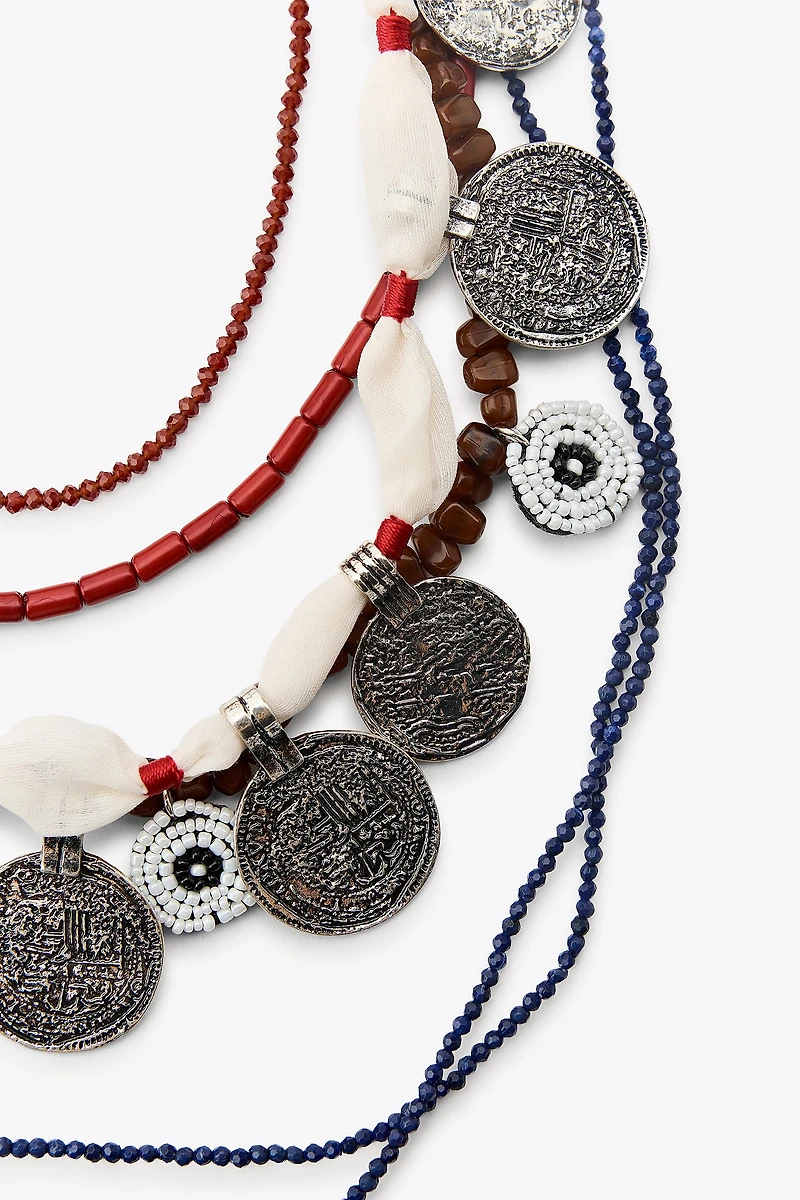 3-PACK OF BEADED MEDALLION NECKLACES