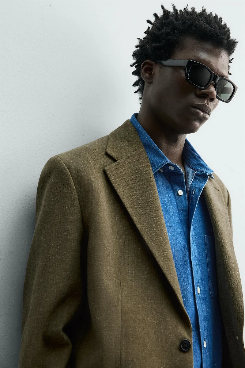 WOOL BLEND TEXTURED BLAZER