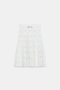 CROCHET FLORAL KNIT MIDI SKIRT