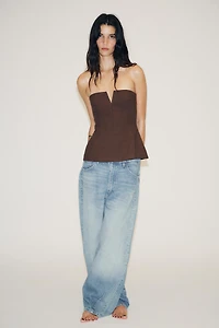 LINEN-LOOK BANDEAU TOP