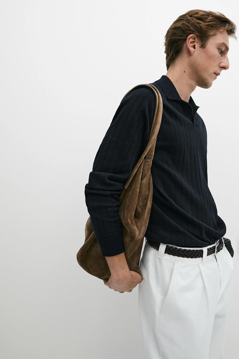 Pull en maille 100 % coton col polo