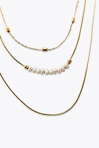 WATERPROOF 3-PACK CHAIN AND PEARL NECKLACES