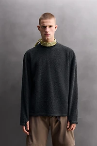 TEXTURED WOOL BLEND SWEATSHIRT
