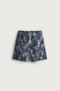 FLORAL PRINT LONGLINE SWIM SHORTS