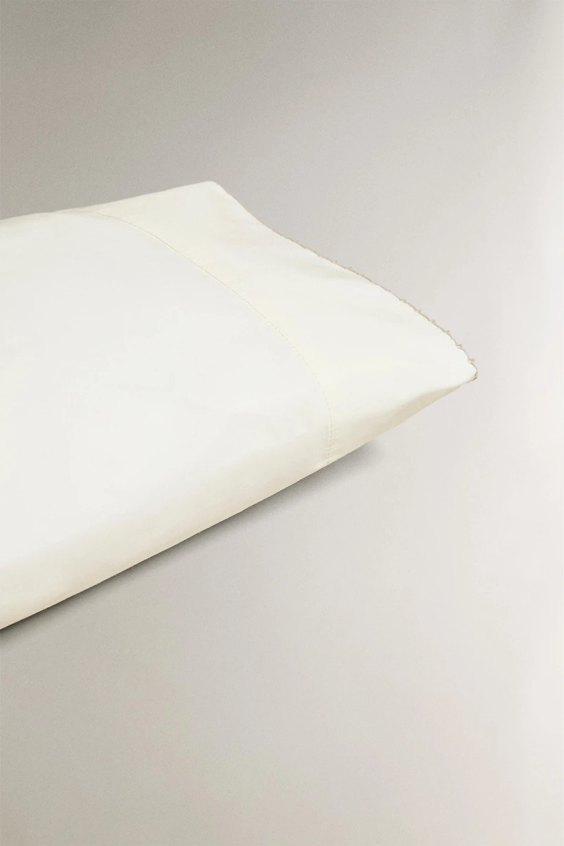 CHILDREN'S EMBROIDERED PILLOWCASE WITH TRIM DETAIL