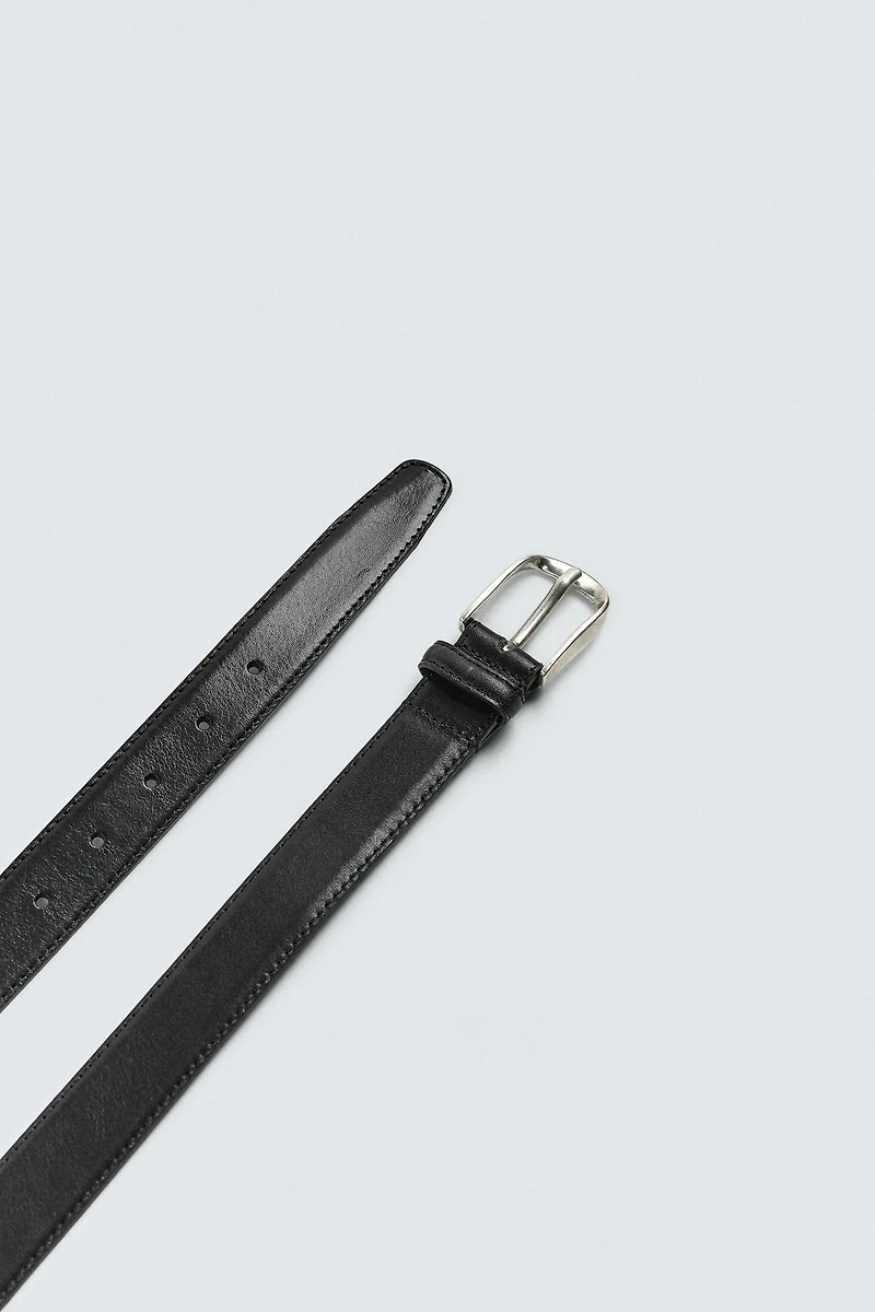 TOPSTITCHED LEATHER BELT