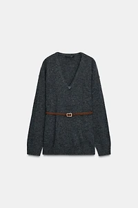 100% WOOL OVERSIZED BELTED JUMPER