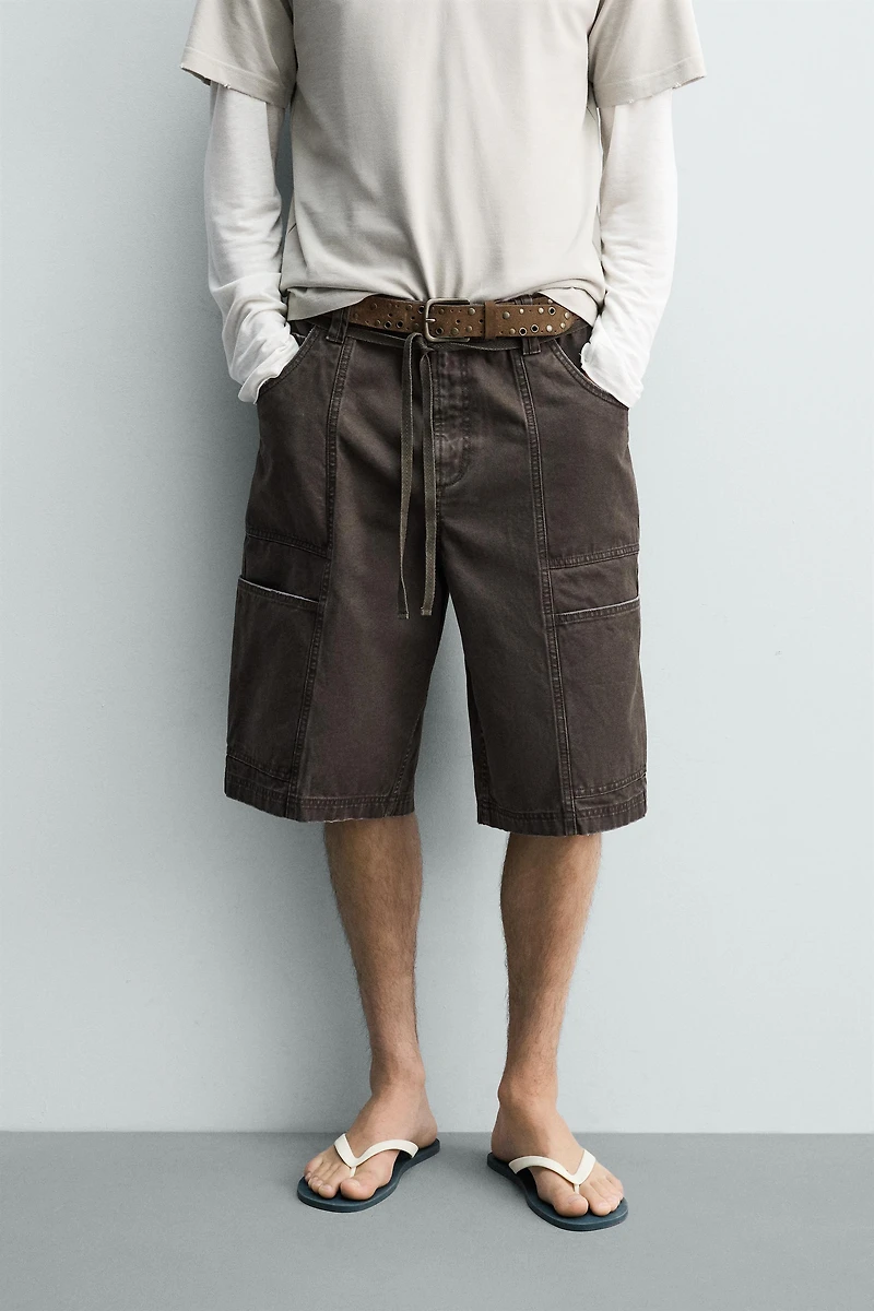 BELTED BAGGY FIT SHORTS