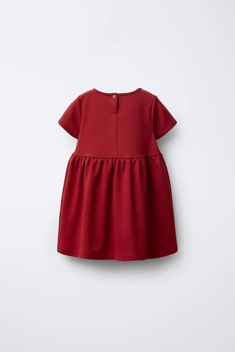 ROBE EN PONTE DE ROME AVEC NŒUD VELOURS