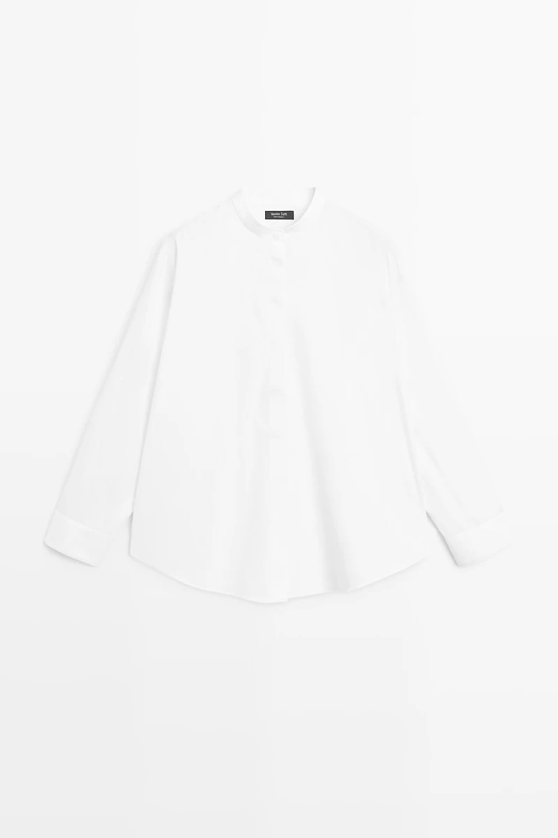 Chemise en popeline col officier
