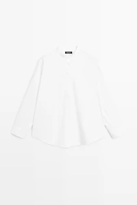 Chemise en popeline col officier