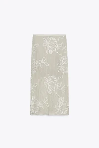 SEMI-SHEER STRUCTURED KNIT SKIRT